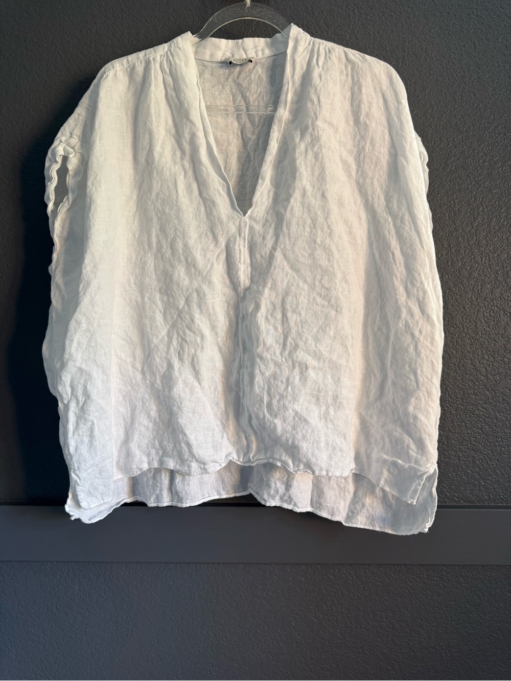 AYR • White Boxy Dolman Sleeve Blouse top shirt - linen - medium - Picture 3 of 8